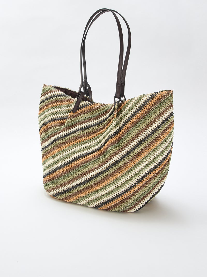 Sac cabas en paille Vert - Kiabi