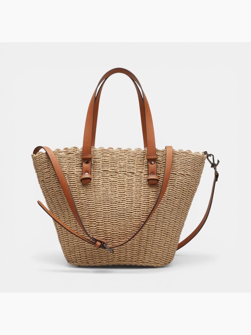 Sac cabas en raphia Bata Beige - Kiabi