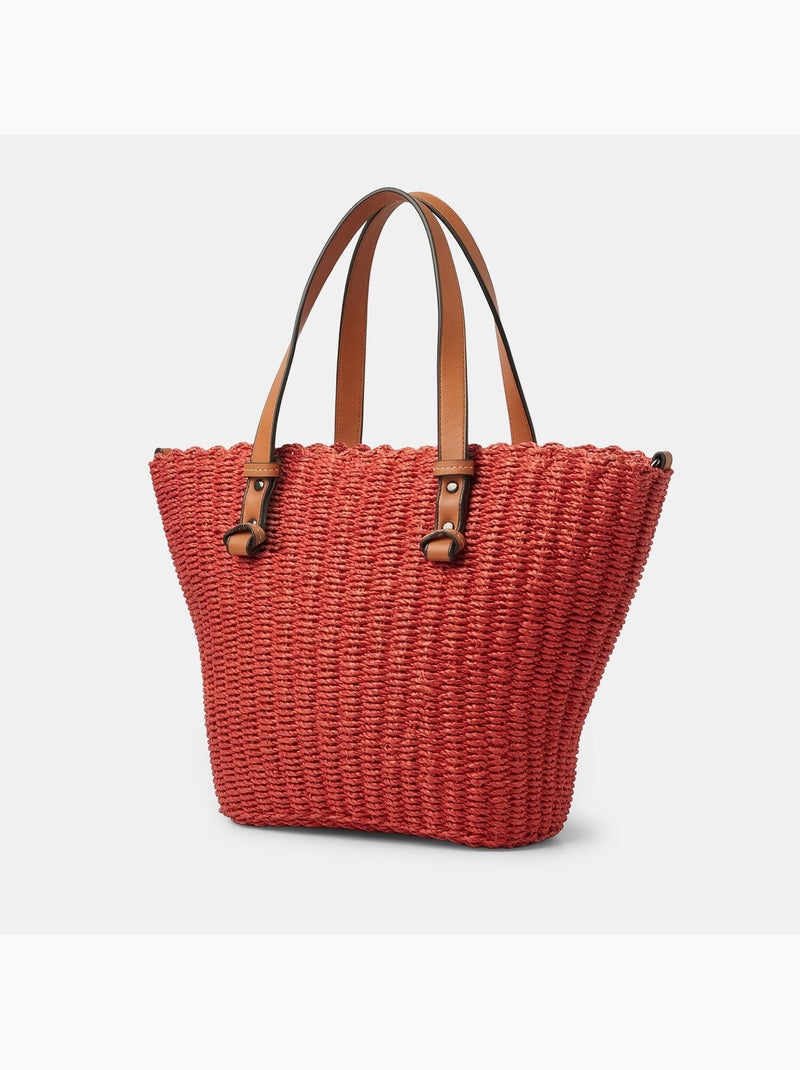 Sac cabas en raphia Bata Rouge - Kiabi