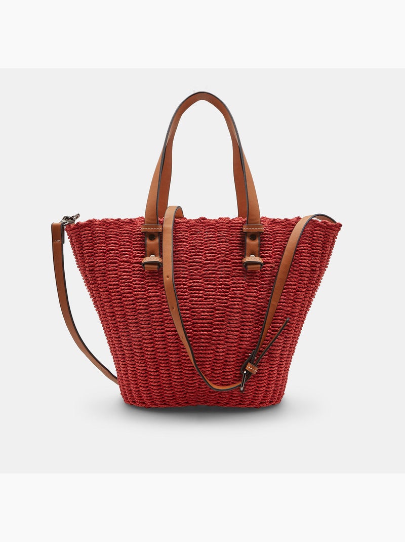 Sac cabas en raphia Bata Rouge - Kiabi