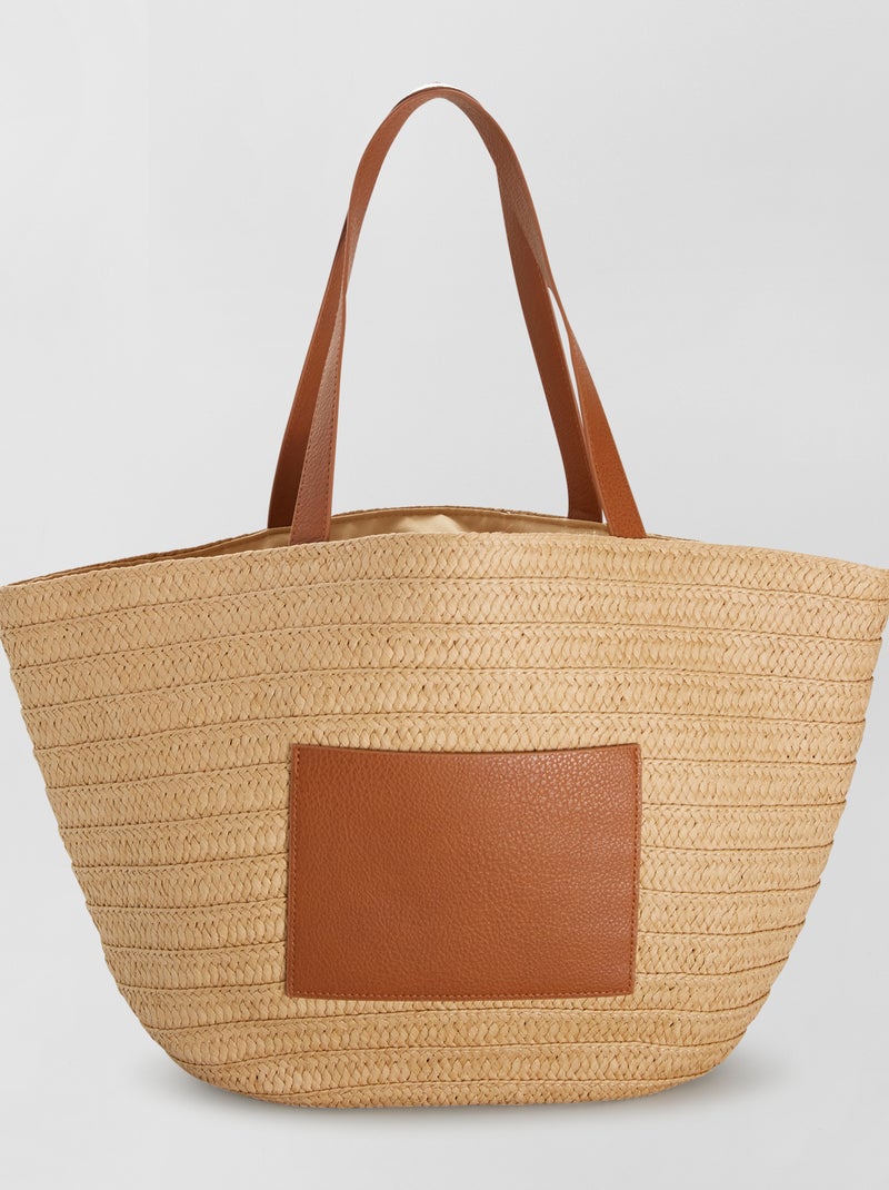 Sac cabas en raphia Beige - Kiabi
