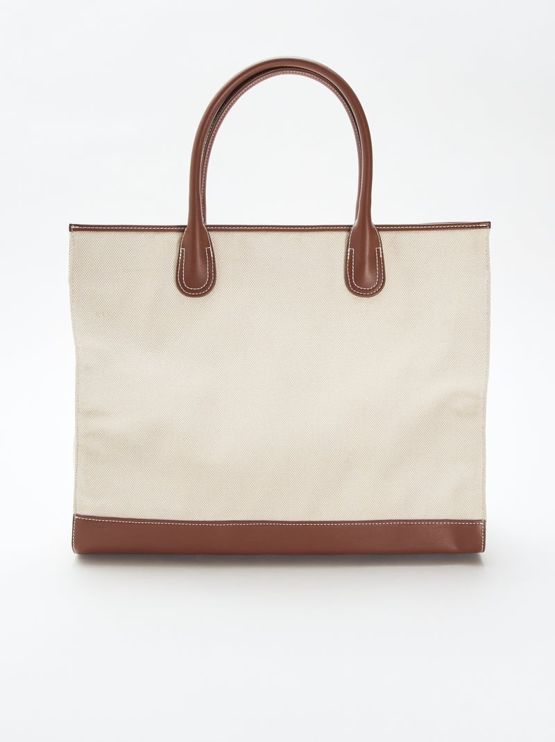 Sac cabas en toile Beige - Kiabi
