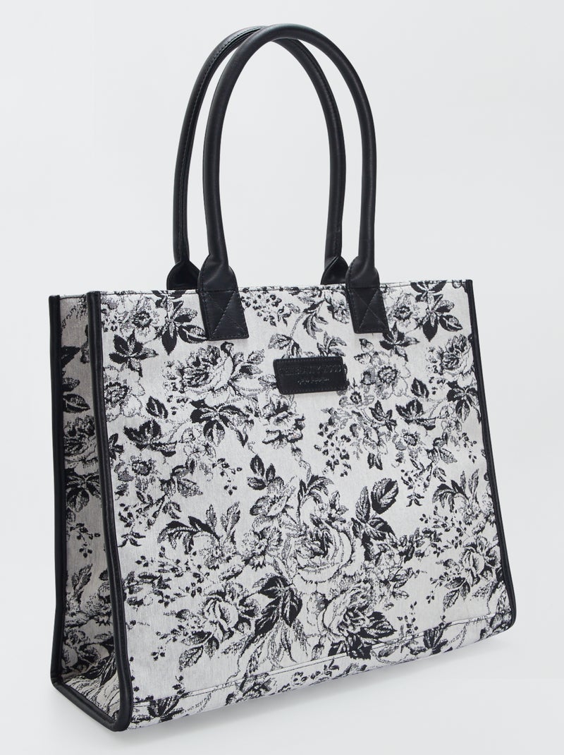 Sac cabas en velours Blanc/noir - Kiabi