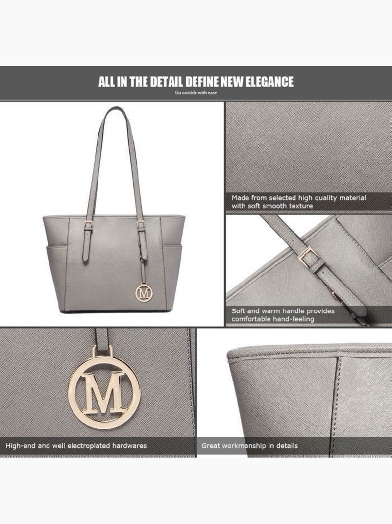 Sac cabas fourre-tout format a4 35x15x28 cm - miss lulu Gris - Kiabi