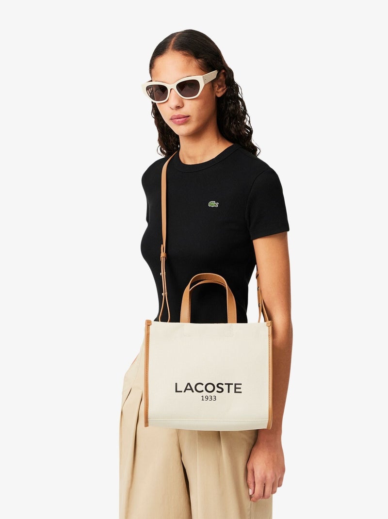 Sac Cabas Heritage Canvas Lacoste  Natural Tan Blanc - Kiabi