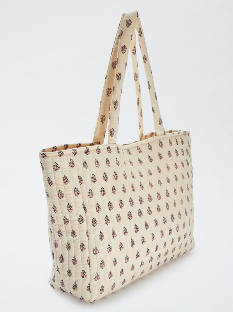 Sac cabas matelassé avec imprimé BLANC - Kiabi