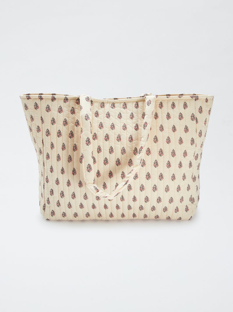 Sac cabas matelassé avec imprimé BLANC - Kiabi