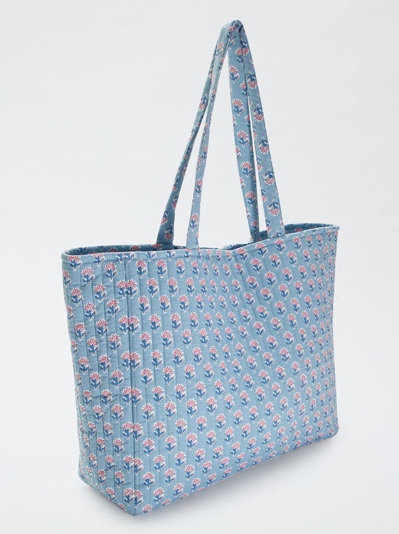 Sac cabas matelassé avec imprimé BLEU - Kiabi