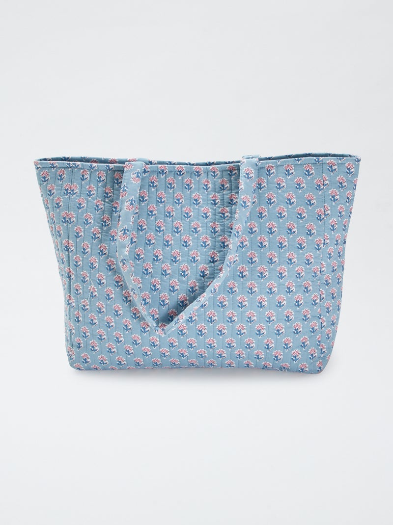 Sac cabas matelassé avec imprimé BLEU - Kiabi