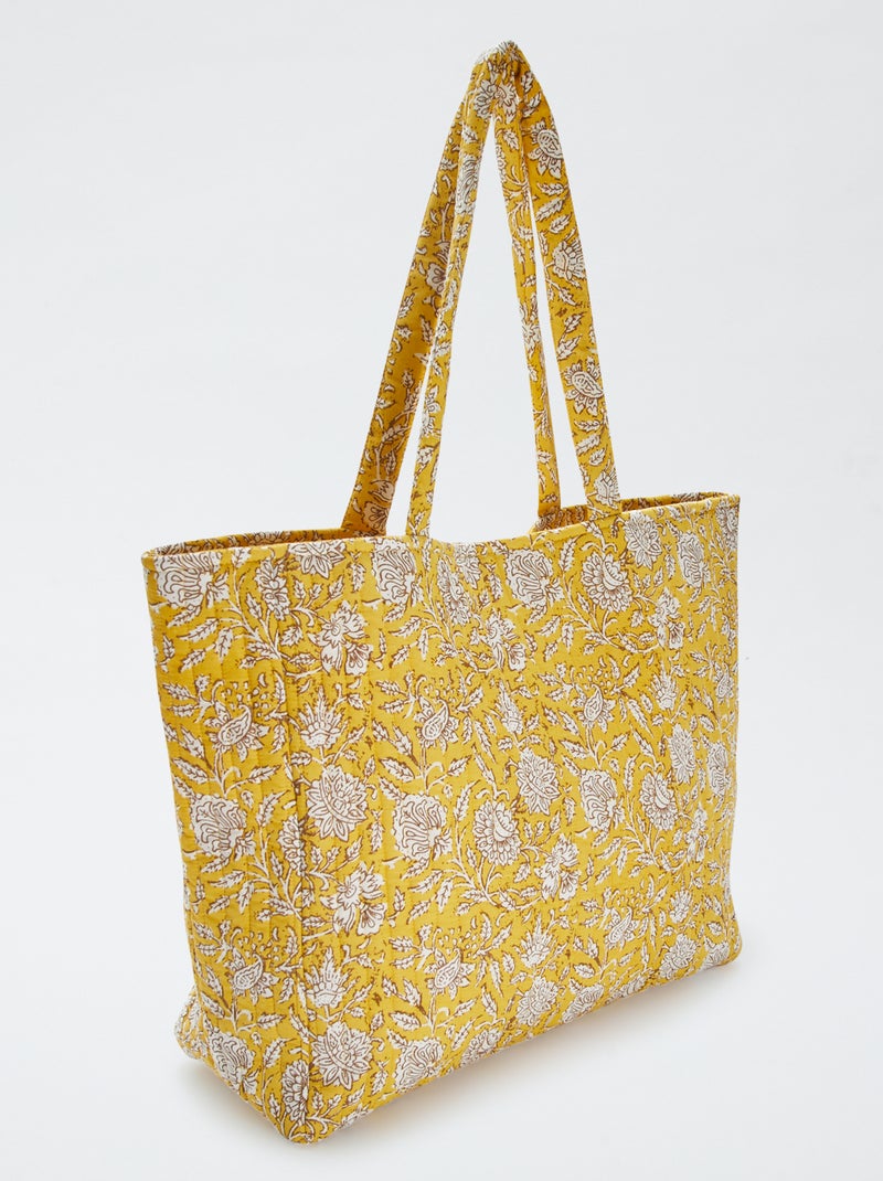 Sac cabas matelassé avec imprimé JAUNE - Kiabi