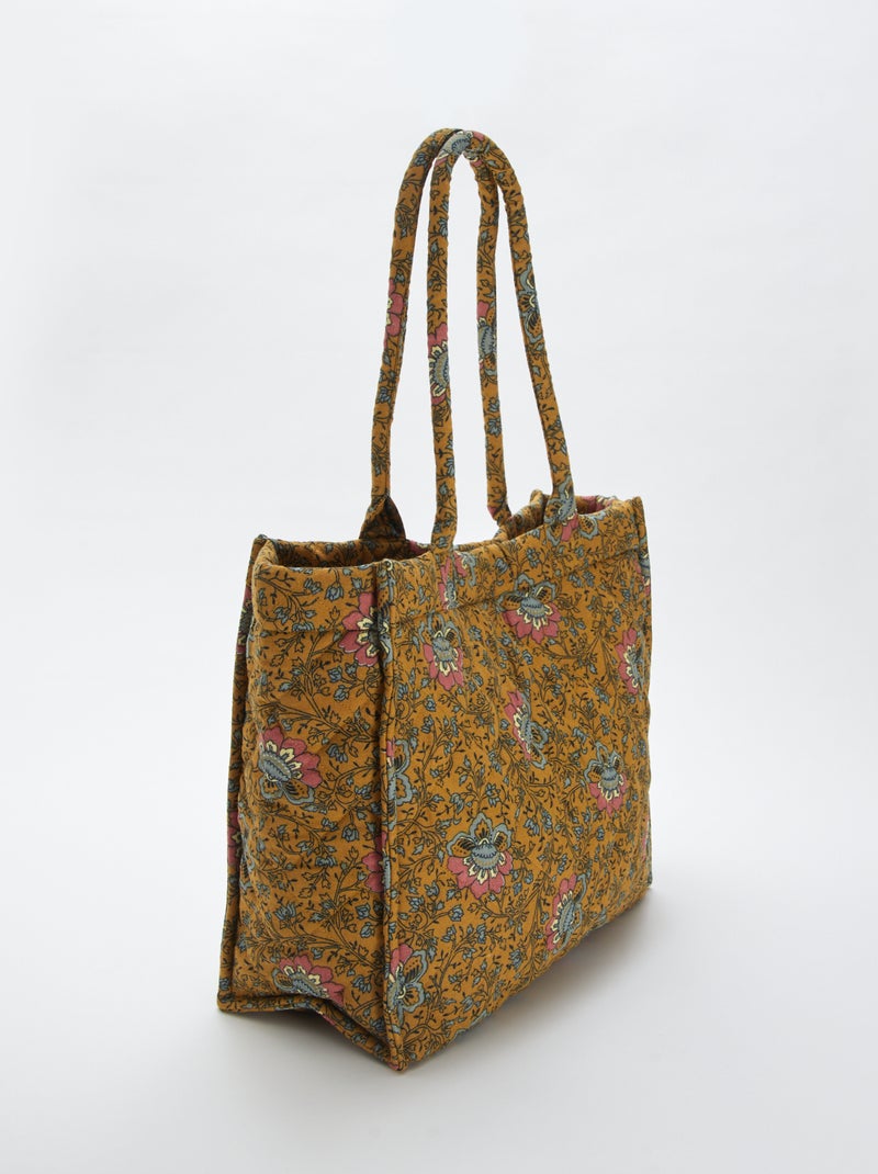 Sac cabas matelassé imprimé Jaune - Kiabi