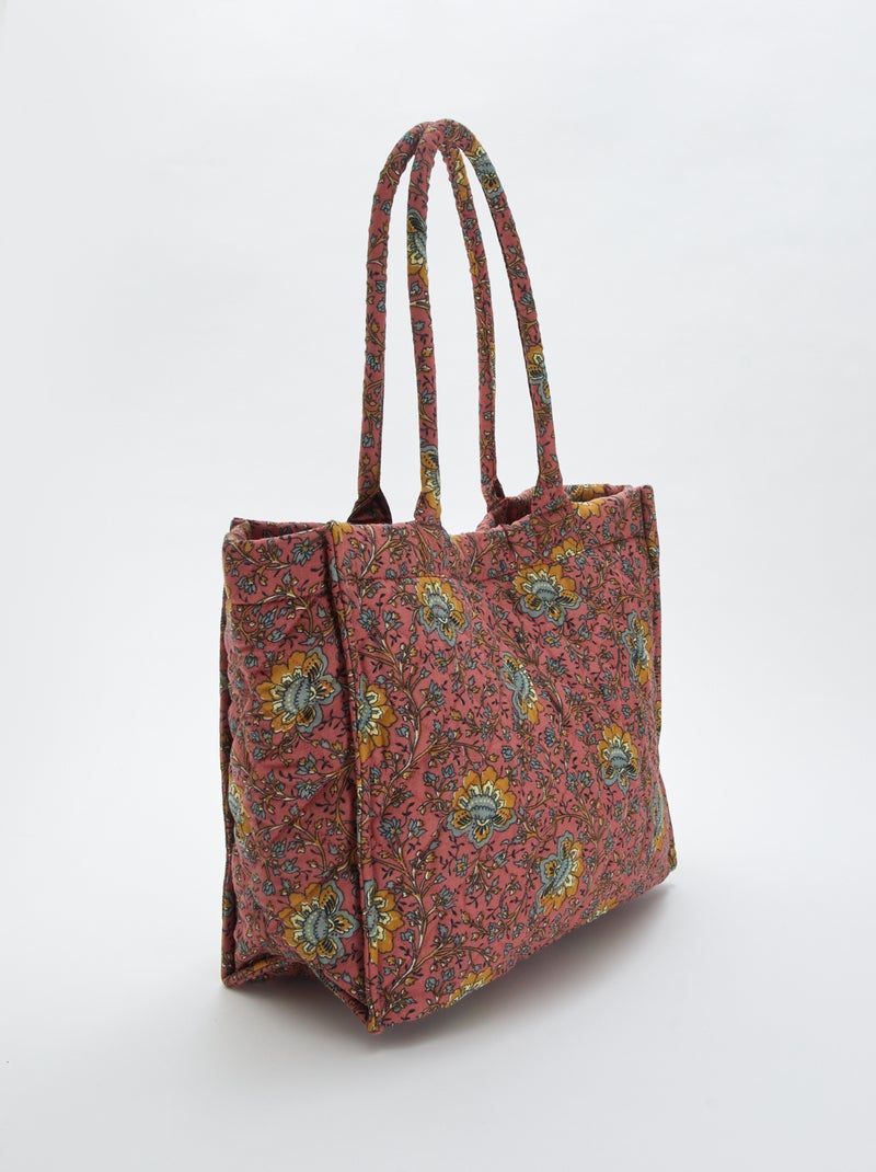 Sac cabas matelassé imprimé Rose - Kiabi