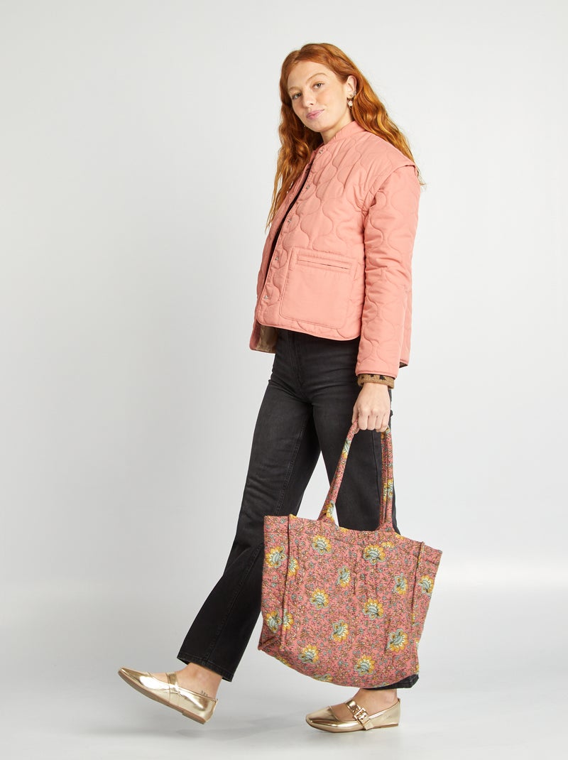 Sac cabas matelassé imprimé Rose - Kiabi