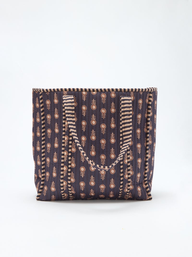 Sac cabas matelassé motif fleurs Violet - Kiabi