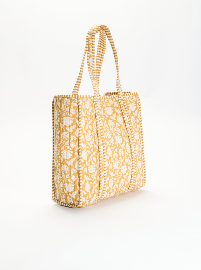 Sac cabas matelassé motif indienne Jaune - Kiabi