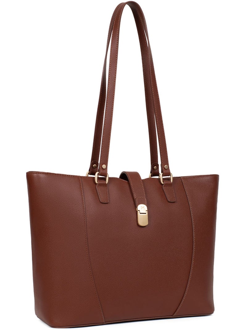 Sac cabas porté épaule  A4  Cuir AUDE Marron - Kiabi