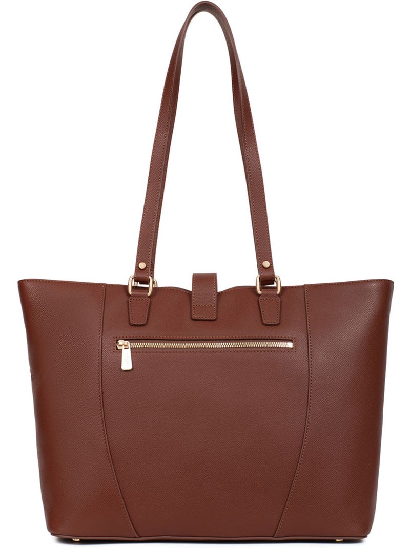 Sac cabas porté épaule  A4  Cuir AUDE Marron - Kiabi