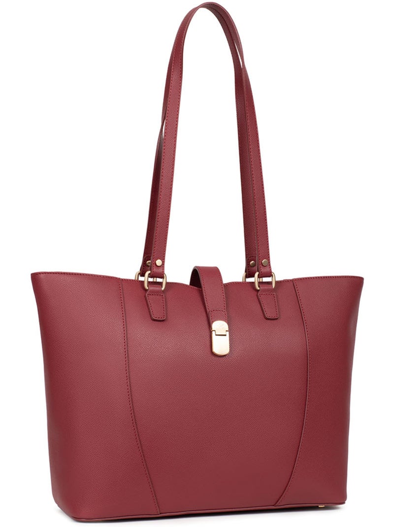 Sac cabas porté épaule  A4  Cuir AUDE Rouge carmin - Kiabi