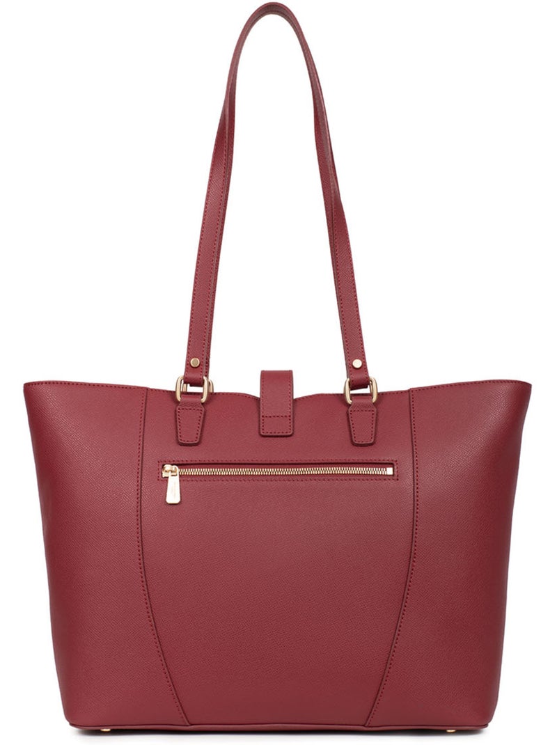 Sac cabas porté épaule  A4  Cuir AUDE Rouge carmin - Kiabi