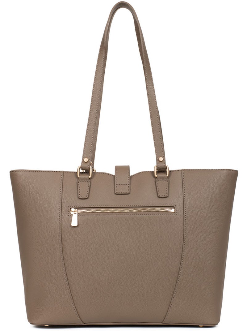Sac cabas porté épaule  A4  Cuir AUDE Taupe - Kiabi