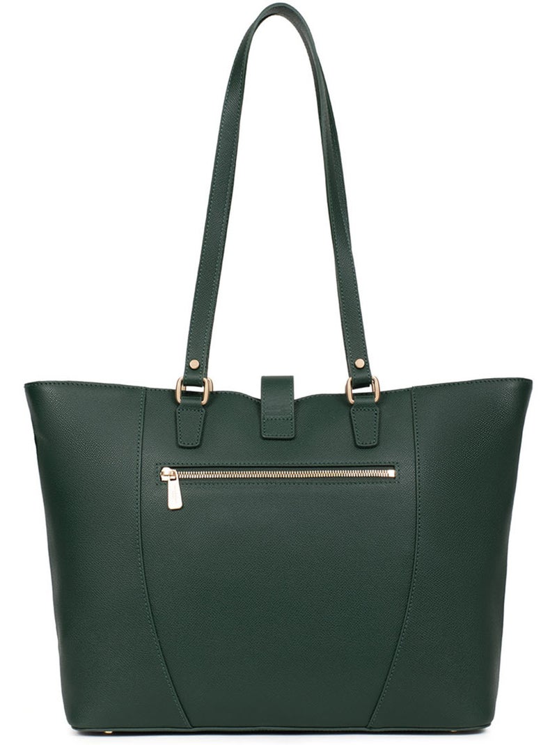 Sac cabas porté épaule  A4  Cuir AUDE Vert foncé - Kiabi