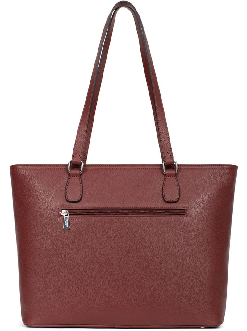 Sac cabas porté épaule  A4  Cuir MIRABELLE Bordeaux - Kiabi