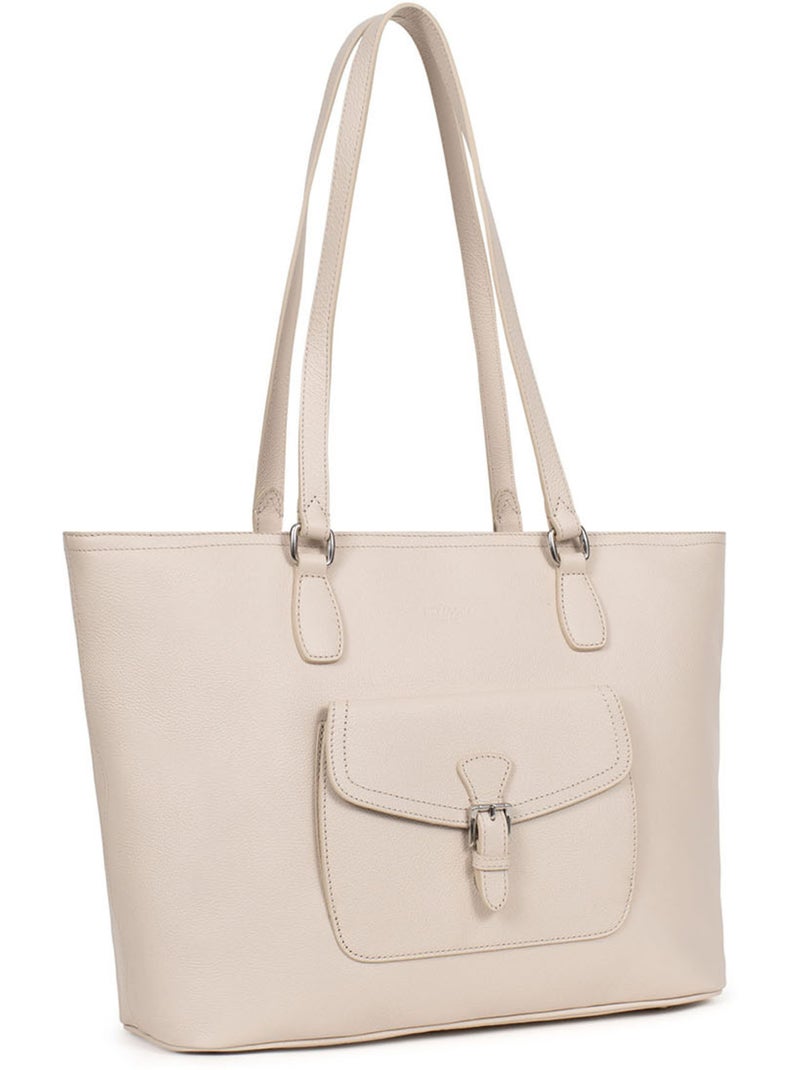 Sac cabas porté épaule  A4  Cuir MIRABELLE Ivoire - Kiabi
