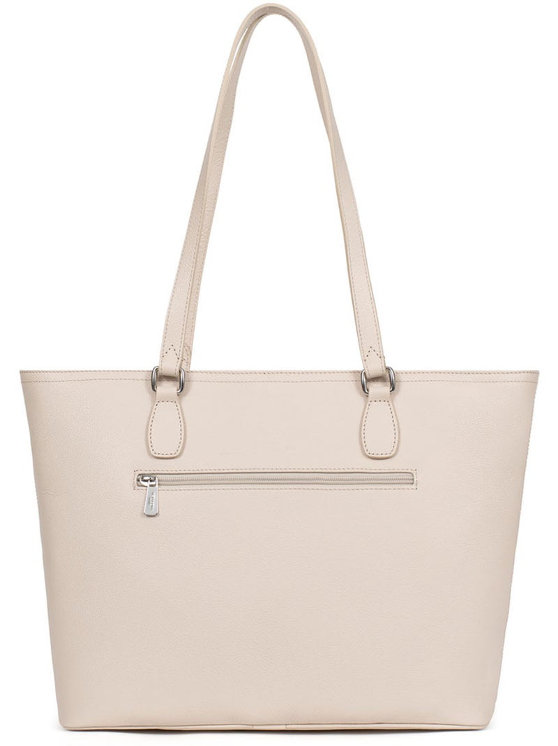 Sac cabas porté épaule  A4  Cuir MIRABELLE Ivoire - Kiabi