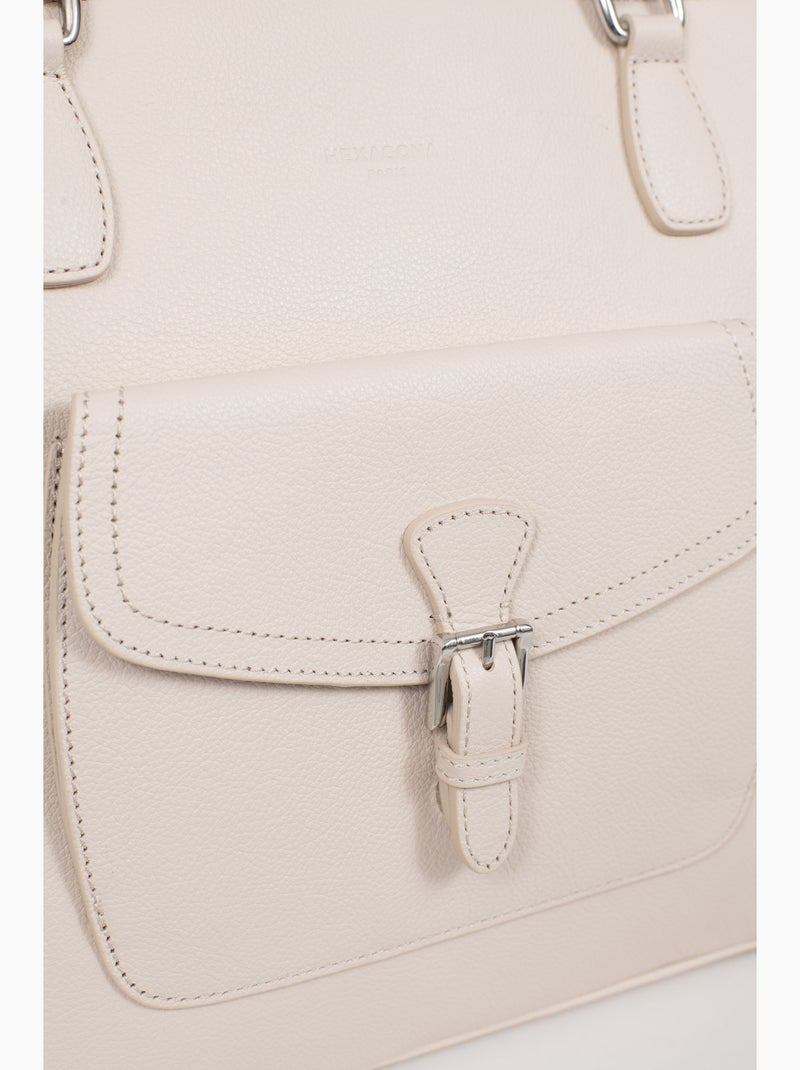 Sac cabas porté épaule  A4  Cuir MIRABELLE Ivoire - Kiabi