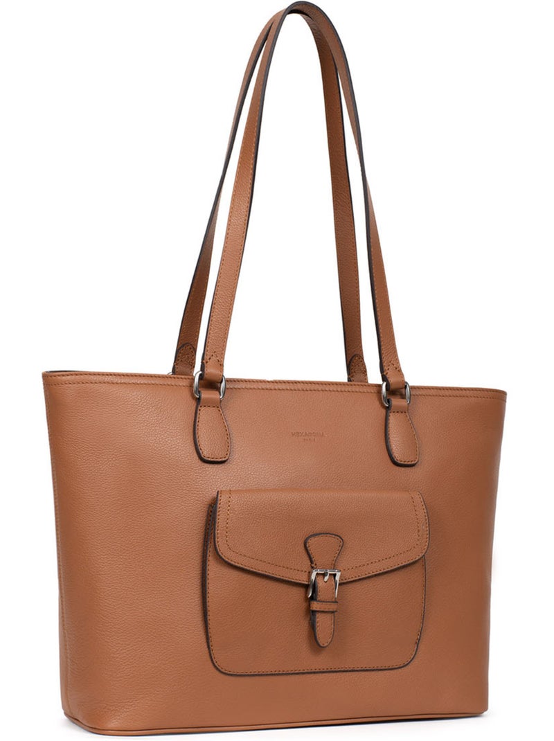 Sac cabas porté épaule  A4  Cuir MIRABELLE Marron clair - Kiabi