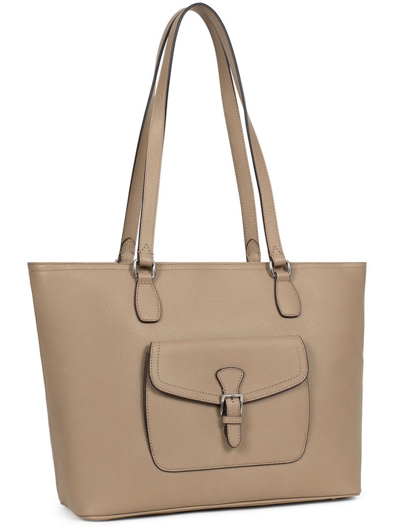Sac cabas porté épaule  A4  Cuir MIRABELLE Marron glacé - Kiabi