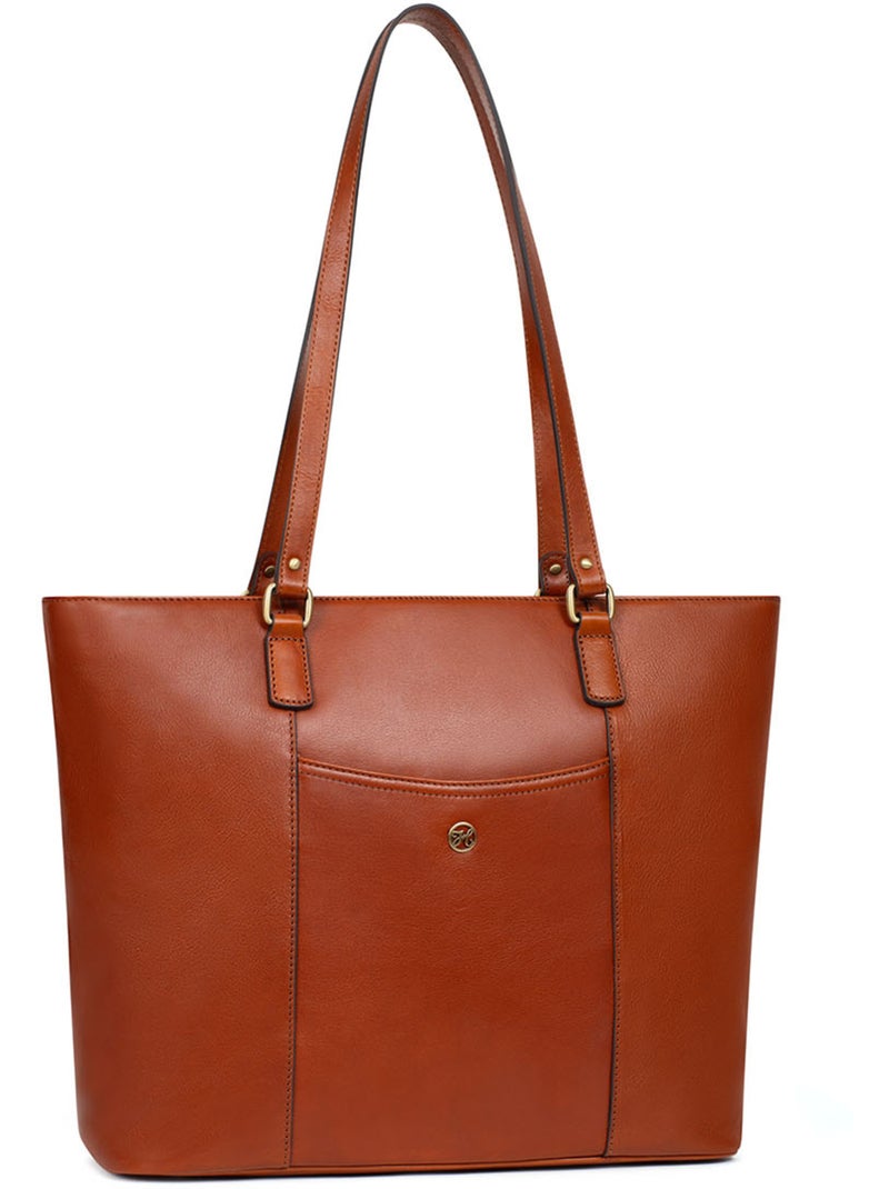 Sac cabas porté épaule  A4  Cuir ONDINE Cognac - Kiabi