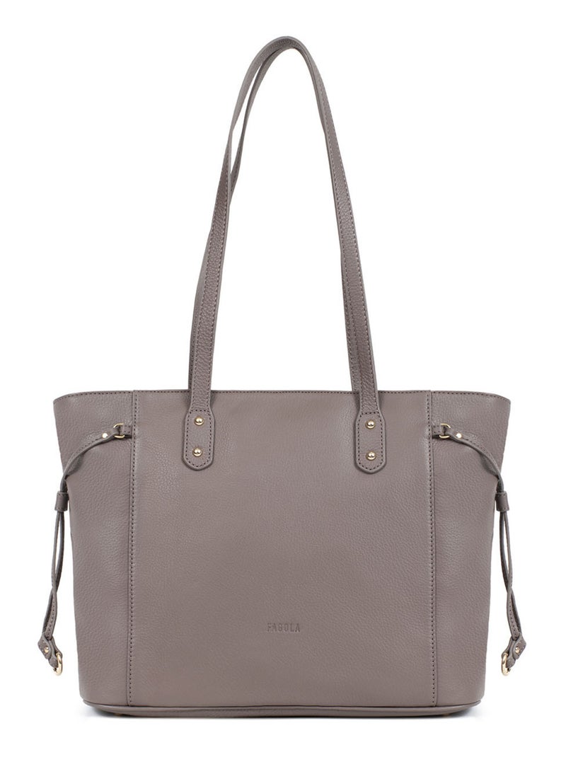 Sac cabas porté épaule A4 Cuir Taupe - Kiabi