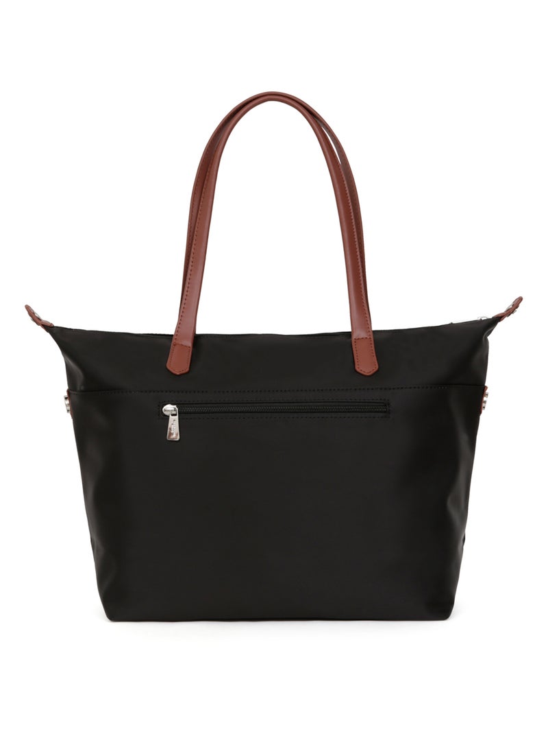 Sac cabas porté épaule  A4  Grand POP Noir Marron - Kiabi