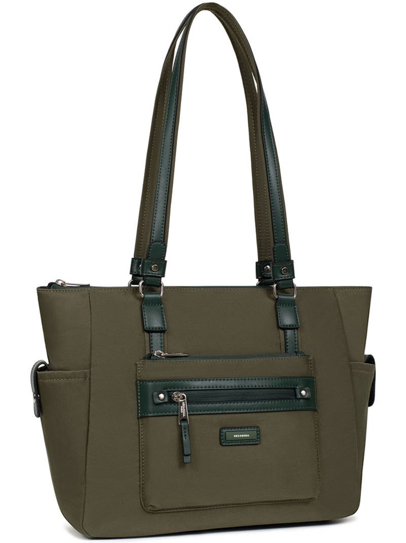 Sac cabas porté épaule  A4 YONA Kaki - Kiabi