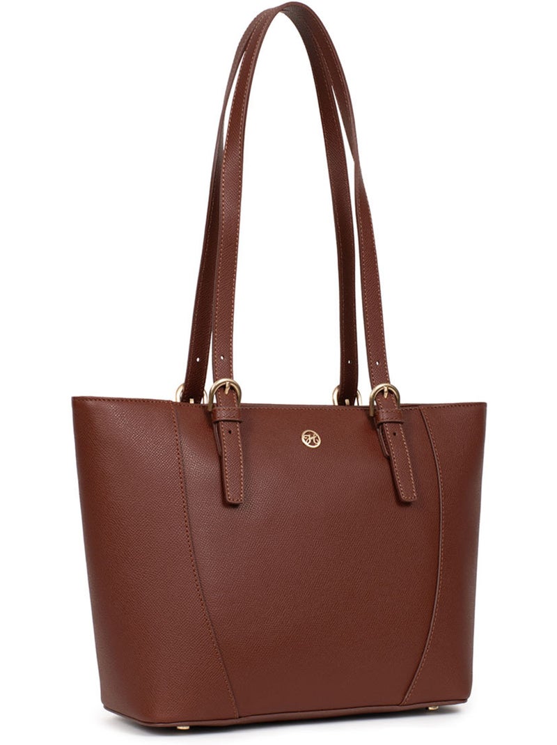 Sac cabas porté épaule  Cuir AUDE Marron - Kiabi