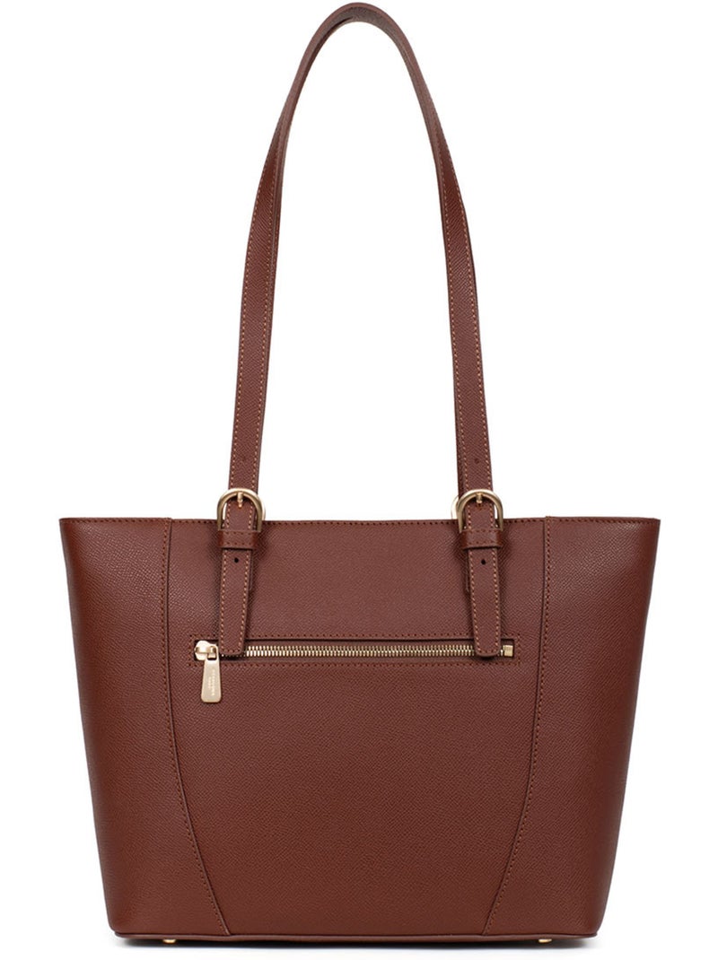 Sac cabas porté épaule  Cuir AUDE Marron - Kiabi