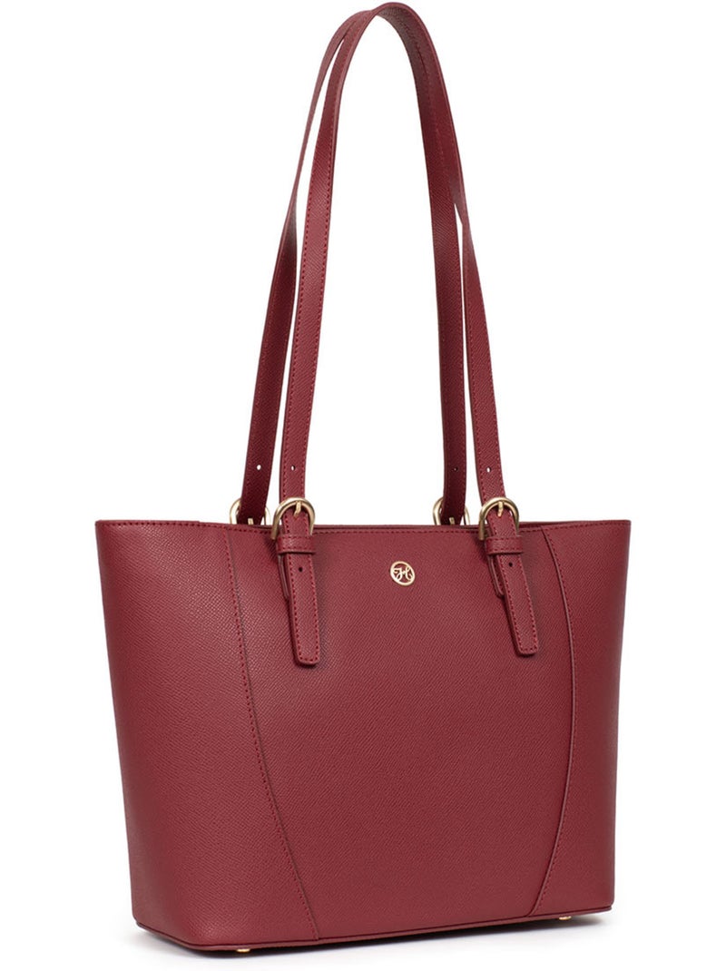 Sac cabas porté épaule  Cuir AUDE Rouge carmin - Kiabi