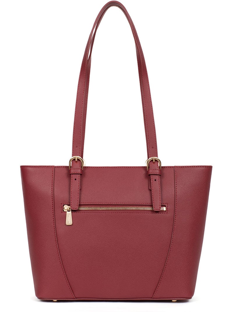 Sac cabas porté épaule  Cuir AUDE Rouge carmin - Kiabi