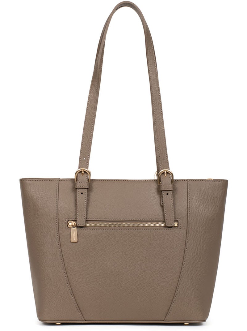 Sac cabas porté épaule  Cuir AUDE Taupe - Kiabi