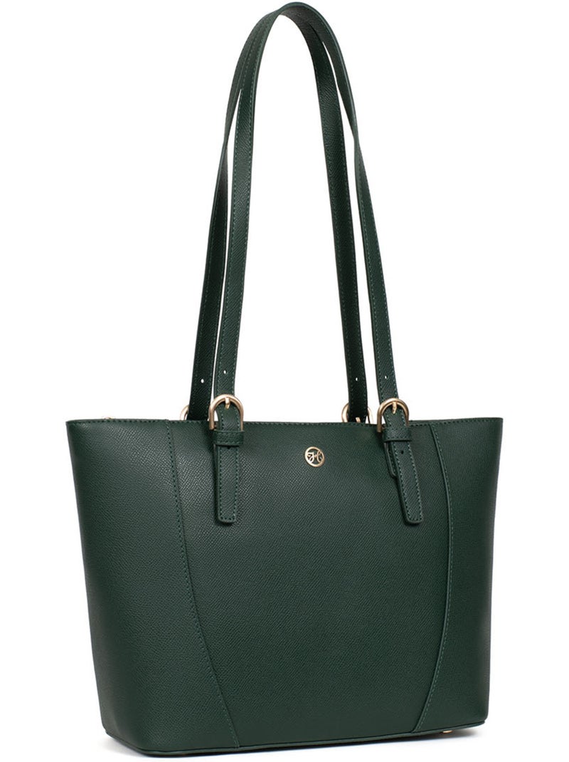 Sac cabas porté épaule  Cuir AUDE Vert foncé - Kiabi