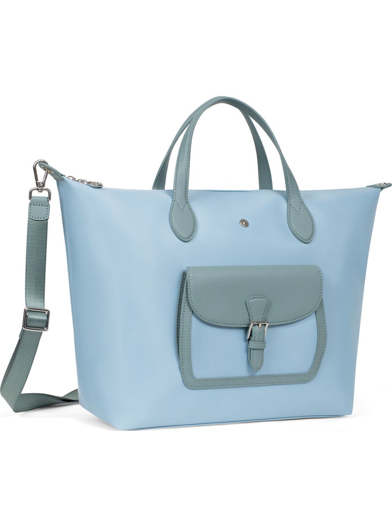 Sac cabas porté main  A4  Grand KIANA Bleu ciel - Kiabi