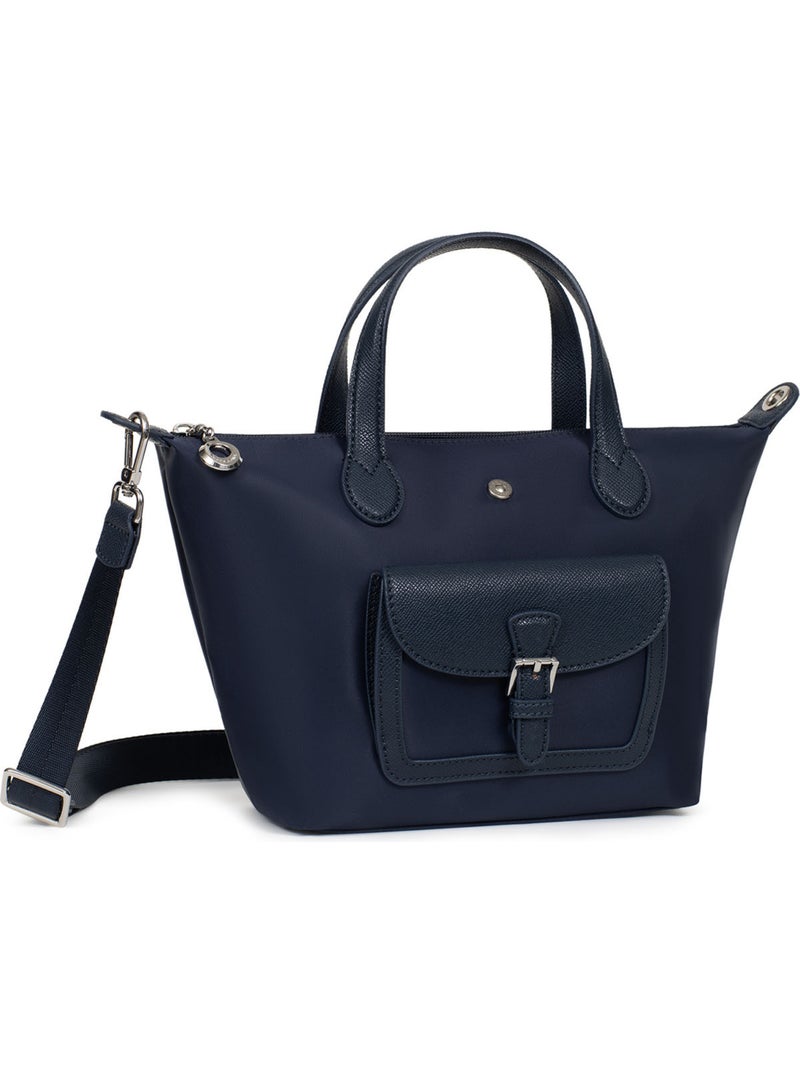 Sac cabas porté main  petit kiana hexagona Bleu marine - Kiabi