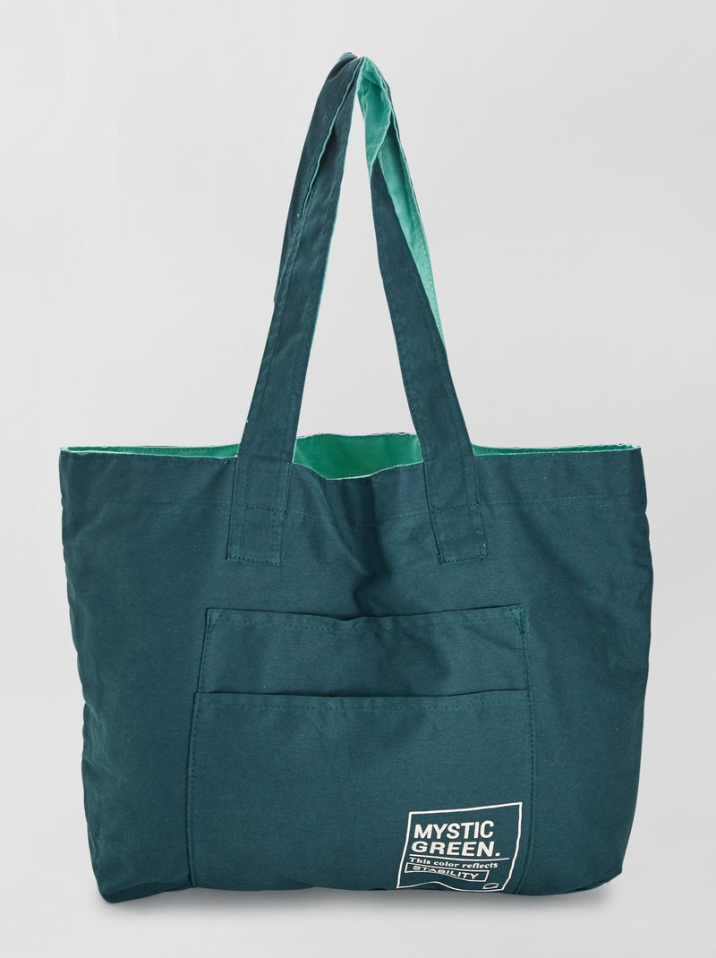Sac cabas réversible vert - Kiabi