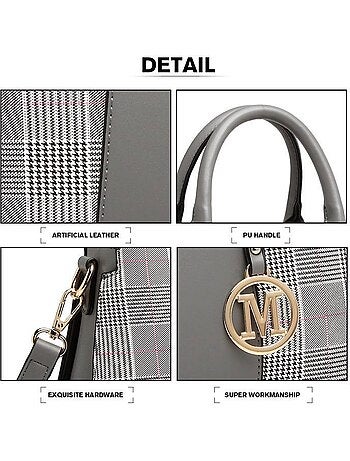 Sac cabas simili cuir logo m 28x21x13 cm - miss lulu