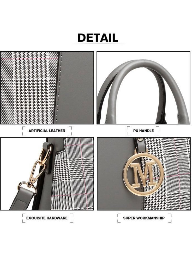 Sac cabas simili cuir logo m 28x21x13 cm - miss lulu Gris - Kiabi