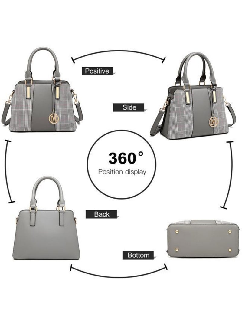 Sac cabas simili cuir logo m 28x21x13 cm - miss lulu Gris - Kiabi