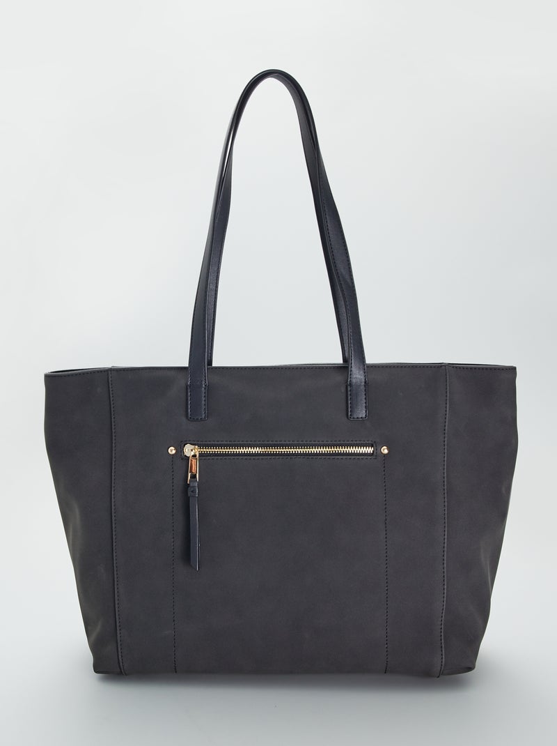 Sac cabas uni avec grandes anses noir - Kiabi
