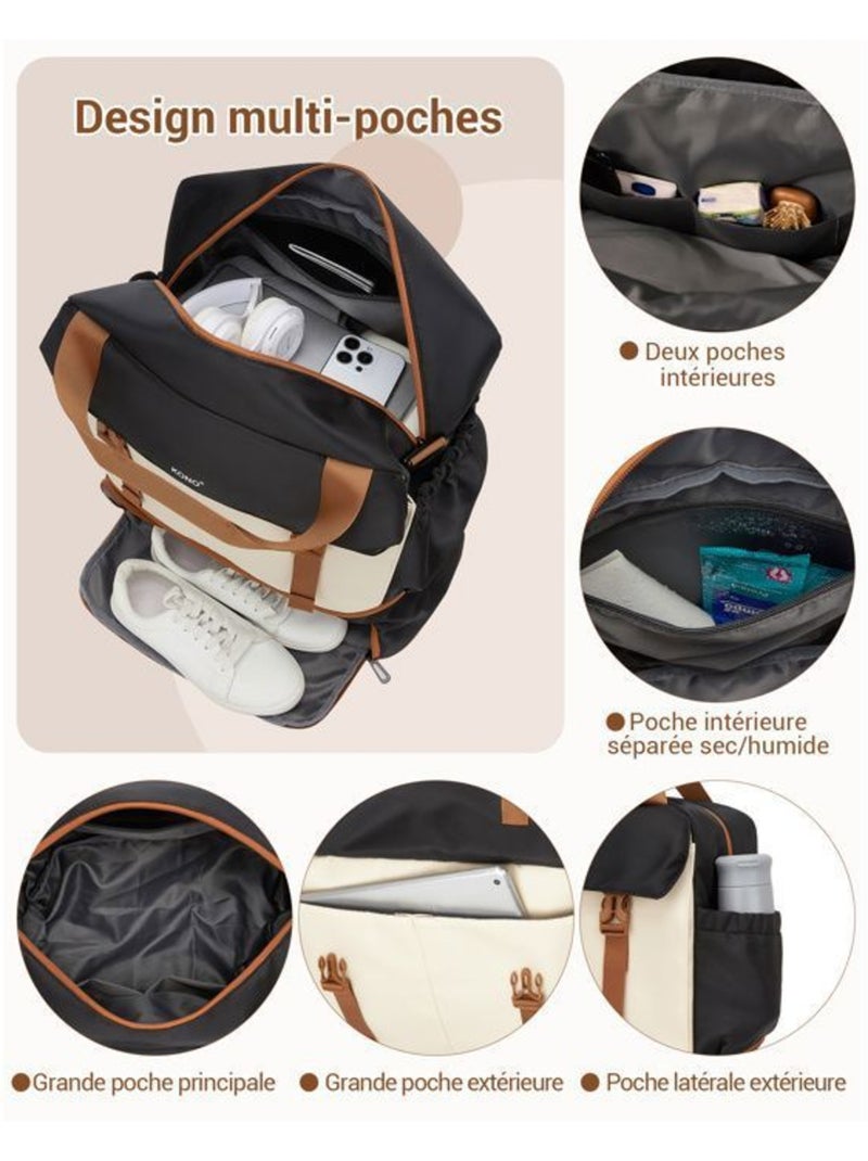 Sac cabine 40x30x20 cm compartiment chaussures - kono Beige - Kiabi