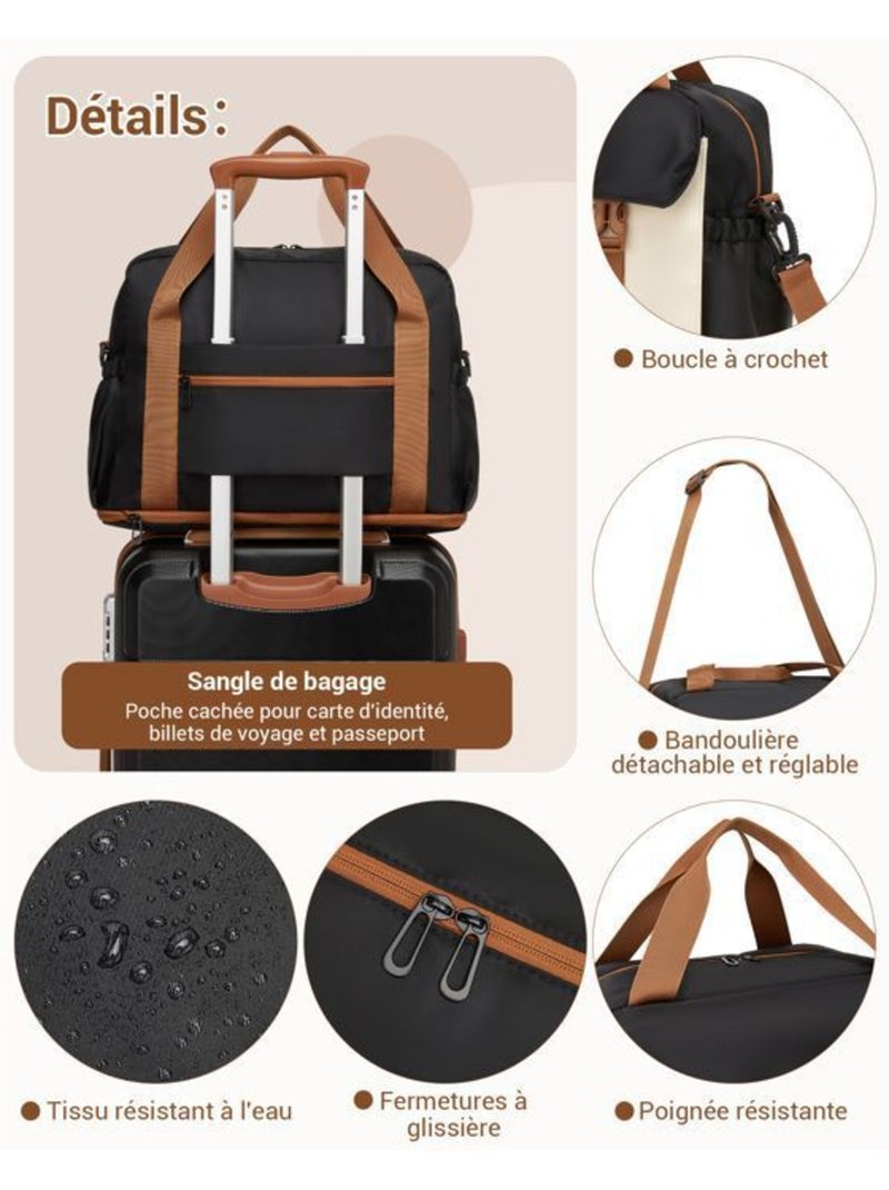 Sac cabine 40x30x20 cm compartiment chaussures - kono Beige - Kiabi